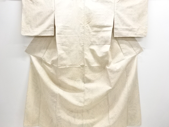 JAPANESE KIMONO / ANTIQUE HITOE KIMONO / HAND WOVEN TSUMUGI / WOVEN LEAVES